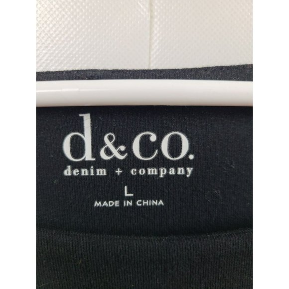 Denim & Co Black Blue Leopard Print 3/4 Sleeve Tunic Top Size Large - Picture 3 of 6